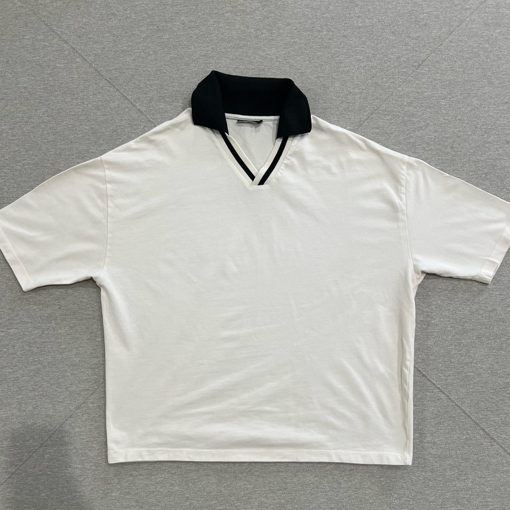 ASOS Design White and black vintage polo shirt